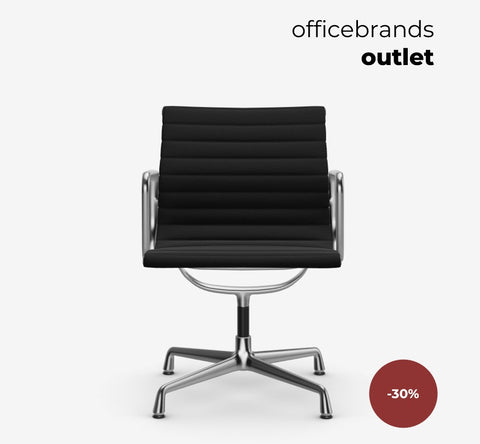 Vitra Aluminium Chairs EA 108 Chroom / Hopsak Nero (OUTLET)