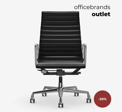 Vitra Aluminium Chairs EA 119 Chroom / Leder Nero (OUTLET)