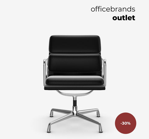 Vitra Soft Pad Chairs EA 208 Chroom / Leder Nero (OUTLET)