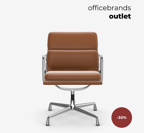 Vitra Soft Pad Chairs EA 208 Chroom / Leder Cognac (OUTLET)
