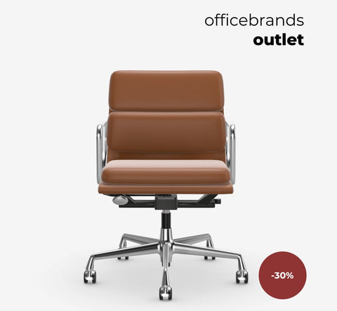 Vitra Soft Pad Chairs EA 217 Chroom / Leder Cognac (OUTLET)