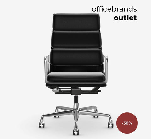 Vitra Soft Pad Chairs EA 219 Chroom / Leder Nero (OUTLET)