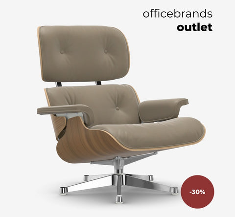 Vitra Lounge Chair Notenhout / Leder Dark sand (OUTLET)