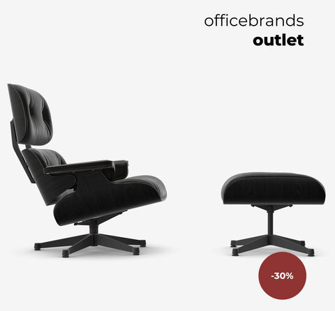 Vitra Lounge Chair & Ottoman Zwart essen / Leder Nero (OUTLET)