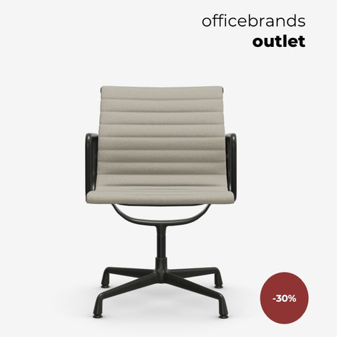 Vitra Aluminium Chairs EA 108 Diepzwart frame / Hopsak Warm grey/ivory (OUTLET)
