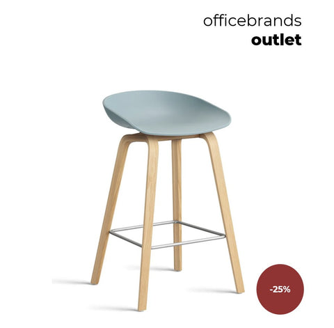 HAY AAS 32 Barkruk low Gelakt eiken / Dusty Blue (OUTLET)