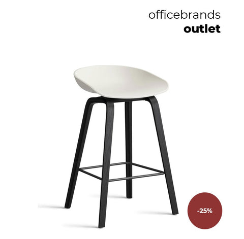 HAY AAS 32 Barkruk low Zwart gelakt eiken / Melange cream (OUTLET)