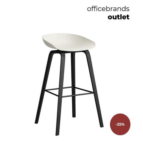 HAY AAS 32 Barkruk high Zwart gelakt eiken / Melange cream (OUTLET)