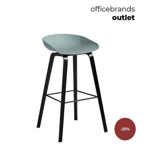 HAY AAS 32 Barkruk high Zwart gelakt eiken / Dusty blue (OUTLET)