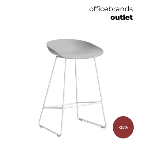 HAY AAS 38 Barkruk low Wit gepoedercoat / Concrete grey (OUTLET)