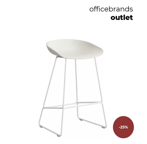 HAY AAS 38 Barkruk low Wit gepoedercoat / Melange cream (OUTLET)