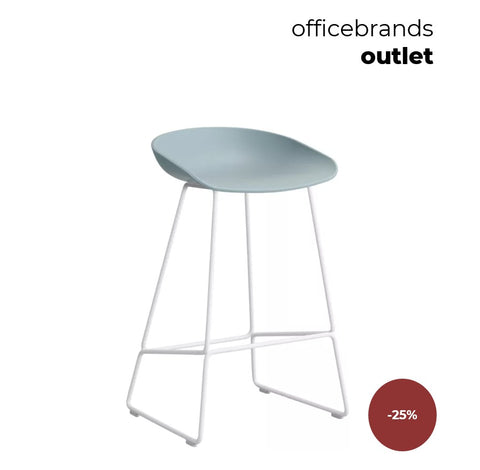 HAY AAS 38 Barkruk low Wit gepoedercoat / Dusty blue (OUTLET)