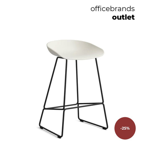 HAY AAS 38 Barkruk low Zwart gepoedercoat / Melange cream (OUTLET)