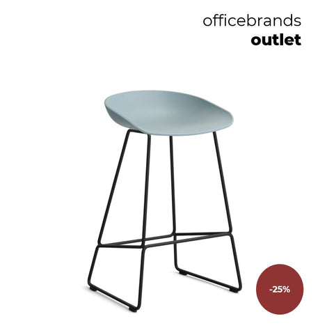 HAY AAS 38 Barkruk low Zwart gepoedercoat / Dusty Blue (OUTLET)