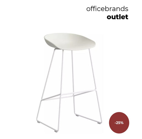 HAY AAS 38 Barkruk high Wit gepoedercoat / Melange cream (OUTLET)