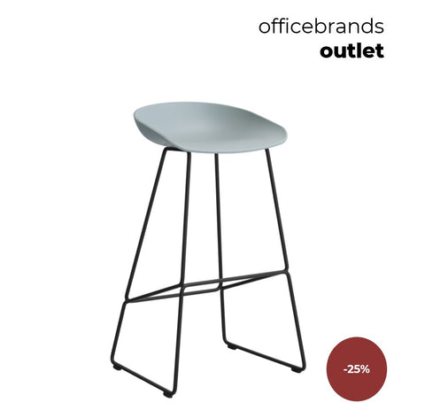 HAY AAS 38 Barkruk high Zwart gepoedercoat / Dusty Blue (OUTLET)