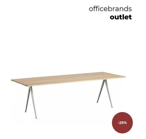 HAY Pyramid tafel 02 (250x85cm) Grijs / Gelakt eiken (OUTLET)